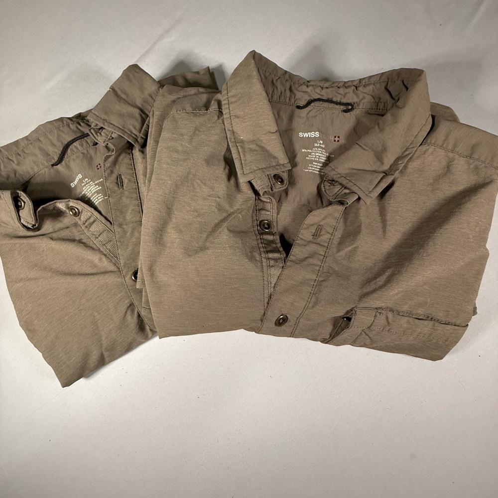 Swiss Tech Men’s Performance Shirts Lot of 2 Khaki Size‎ Large Outdoor Travel